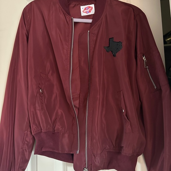 College Station Maroon Bomber Jacket - Picture 2 of 3